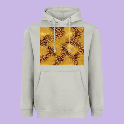 Gold Glitter With Leopard Pattern Heavyweight Hoodie Designed By Tumblerdesignbyshophia