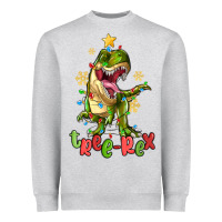 Heather Grey tree rex trex christmas dinosaur Heavyweight Sweatshirt - MaliasSmallBusiness