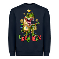 Navy tree rex trex christmas dinosaur Heavyweight Sweatshirt - MaliasSmallBusiness