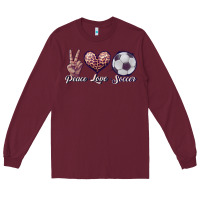 Burgundy peace love soccer Long Sleeve Tee - JahusDesignShop