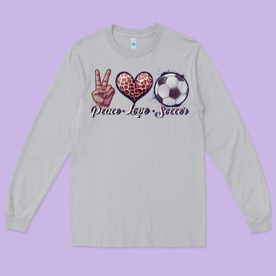 Peace Love Soccer Long Sleeve Tee Designed By Jahusdesignshop
