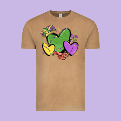 Mardi Gras Hearts Vintage Tee Designed By Maliassmallbusiness