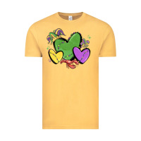 Vintage Mustard mardi gras hearts Vintage Tee - MaliasSmallBusiness