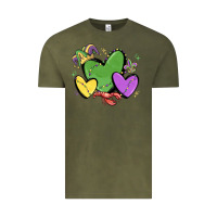Vintage Olive mardi gras hearts Vintage Tee - MaliasSmallBusiness