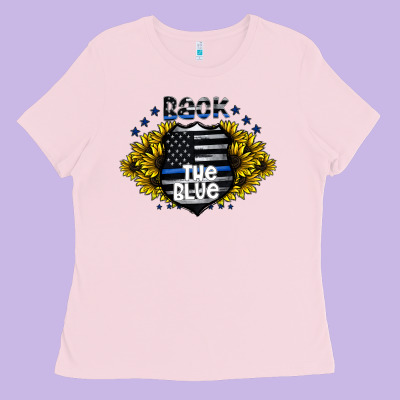 Back The Blue Ladies Tee Designed By Cowhidedigitalart