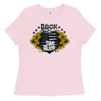 Bubblegum Pink back the blue Ladies Tee - CowhideDigitalArt