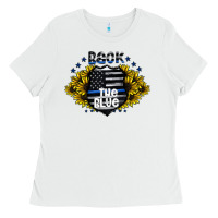 White back the blue Ladies Tee - CowhideDigitalArt