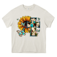 Cream cross with sunflower Heavy Core Tee - JahusDesignShop