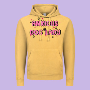 Anxious Dog Lady Vintage Hoodie Designed By Maliassmallbusiness