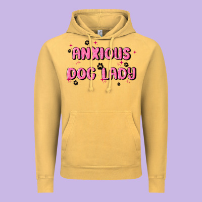 Anxious Dog Lady Vintage Hoodie Designed By Maliassmallbusiness
