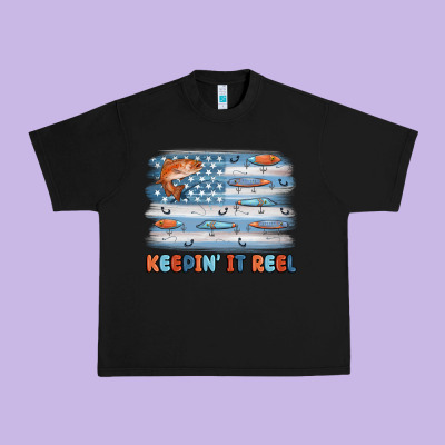 Fishing Lure Flag Keepin' It Reel Urban Heavy Tee Designed By Maliassmallbusiness