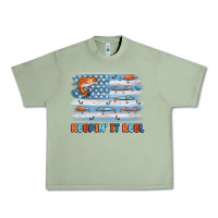 Oil Green fishing lure flag keepin' it reel Urban Heavy Tee - MaliasSmallBusiness