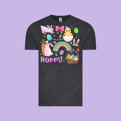 Easter Hoppy Bunny Vintage Tee Designed By Maliassmallbusiness