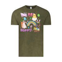 Vintage Olive easter hoppy bunny Vintage Tee - MaliasSmallBusiness