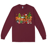 Burgundy christmas gingerbread truck Long Sleeve Tee - MaliasSmallBusiness