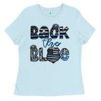 Baby Blue back the blue1 Ladies Tee - CowhideDigitalArt