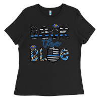 Black back the blue1 Ladies Tee - CowhideDigitalArt