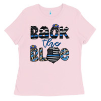 Bubblegum Pink back the blue1 Ladies Tee - CowhideDigitalArt