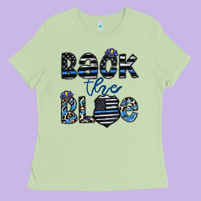 Back The Blue1 Ladies Tee Designed By Cowhidedigitalart