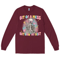 Burgundy bit of a mess but doing my best Long Sleeve Tee - MaliasSmallBusiness
