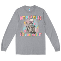 Heather Grey bit of a mess but doing my best Long Sleeve Tee - MaliasSmallBusiness