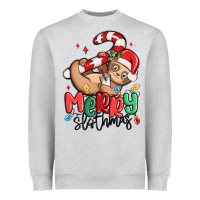 Heather Grey merry slothmas Heavyweight Sweatshirt - MaliasSmallBusiness