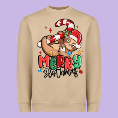 Merry Slothmas Heavyweight Sweatshirt Designed By Maliassmallbusiness