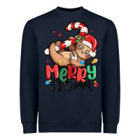 Navy merry slothmas Heavyweight Sweatshirt - MaliasSmallBusiness
