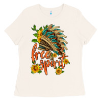 Free Spirit Sunflower And Indian Headdress Ladies Tee | Teevron