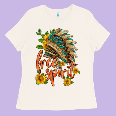 Free Spirit Sunflower And Indian Headdress Ladies Tee Designed By Hra Design Shop