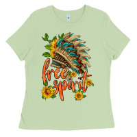 Matcha free spirit sunflower and indian headdress Ladies Tee - HRA Design Shop