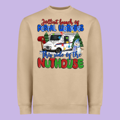 Jolliest Bunch Of Postal Workers This Side Of The Heavyweight Sweatshirt Designed By Maliassmallbusiness