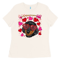 Bone valentine's day  dachshund puppy Ladies Tee - RanaPortraitStore
