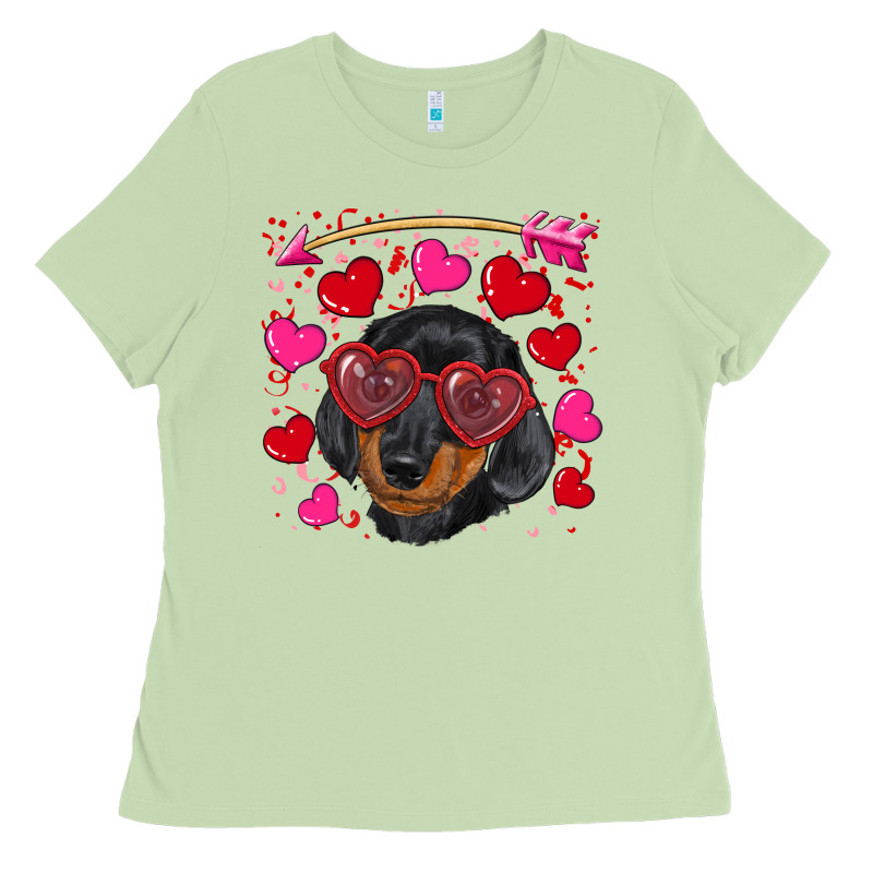Valentine's Day  Dachshund Puppy Ladies Tee by RanaPortraitStore | Teevron