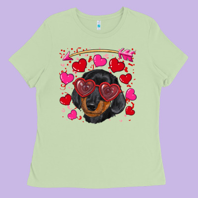 Valentine's Day  Dachshund Puppy Ladies Tee Designed By Ranaportraitstore