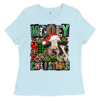 Baby Blue Mooey christmas Ladies Tee - FaDigitalArtStudio