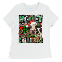 White Mooey christmas Ladies Tee - FaDigitalArtStudio