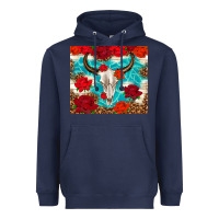 Navy bull skull rose Heavyweight Hoodie - TumblerDesignByShophia
