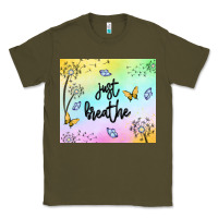 Army Green just breathe Classic Tee - MaliasSmallBusiness