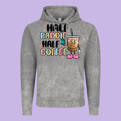 Half Baddie Half Coffee Vintage Hoodie Designed By Maliassmallbusiness
