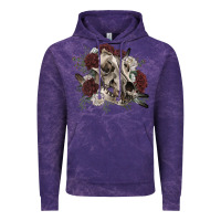 Cloud Purple Floral boho wolf skull Vintage Hoodie - RanaPortraitStore