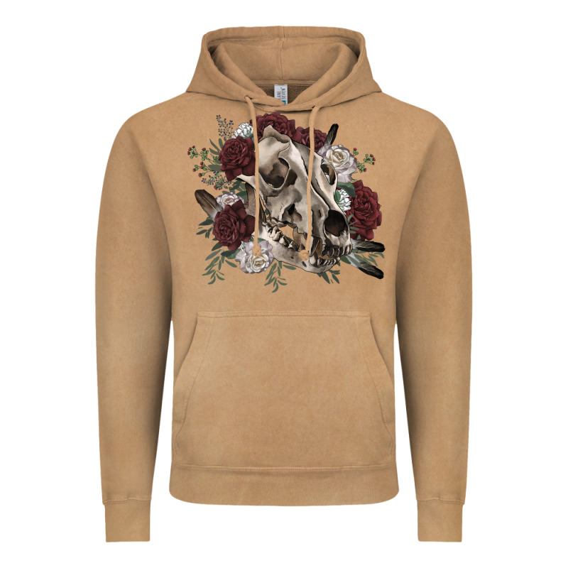 Floral Boho Wolf Skull Vintage Hoodie by RanaPortraitStore | Teevron