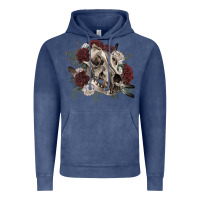 Vintage Denim Floral boho wolf skull Vintage Hoodie - RanaPortraitStore