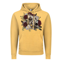 Vintage Mustard Floral boho wolf skull Vintage Hoodie - RanaPortraitStore