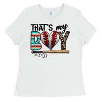 White baseball Ladies Tee - CowhideDigitalArt