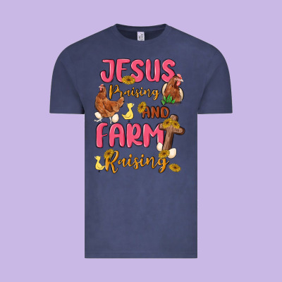 Jesus Praising And Farm Raising Vintage Tee Designed By Maliassmallbusiness
