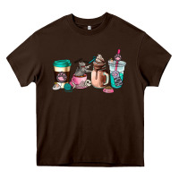 Chocolate Brown cat  coffee cup Heavy Core Tee - AdoDesignShop
