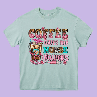 Coffee Gives Me Nurse Power Heavy Core Tee Designed By Adodesignshop