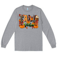 Heather Grey fall vibes Long Sleeve Tee - MaliasSmallBusiness