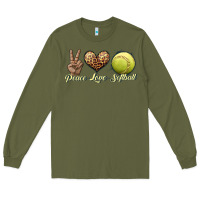 Army Green peace love softball Long Sleeve Tee - JahusDesignShop